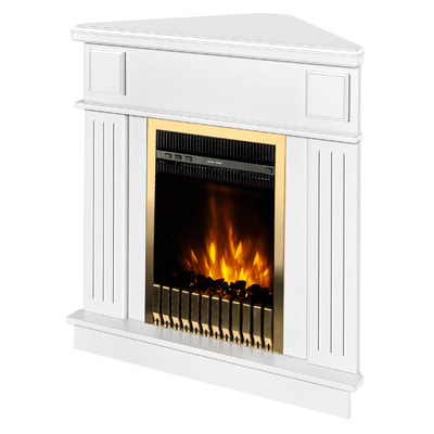 Elektrischer Eckkamin Marina & Gala gold, Art Flame, 1000x1000x500 mm, 2000W, Thermostat, 5 Flammenintensitätsmodi, Timer