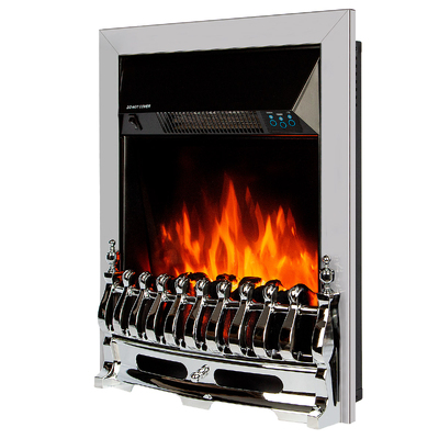 Eingebauter elektrischer Kamin Galileo silver, Art Flame, 592x482x185 mm, 2000W, Thermostat, 5 Flammenintensitätsmodi, Timer
