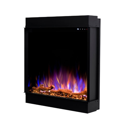 Eingebauter 3D-Elektrokamin Gilbert, Art Flame, 724x735x317 mm, 1500W, mehr als 100 Farbkombinationen, Thermostat, Brennholz und Kristalle