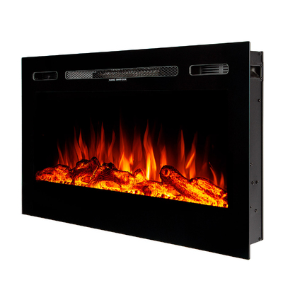 Elektrischer Einbau-/Wandkamin Adeli, Art Flame, 544x915x140 mm, 1500W, 3 Flammenfarben, 5 Flammenintensitätsmodi, Brennholz und Kristalle