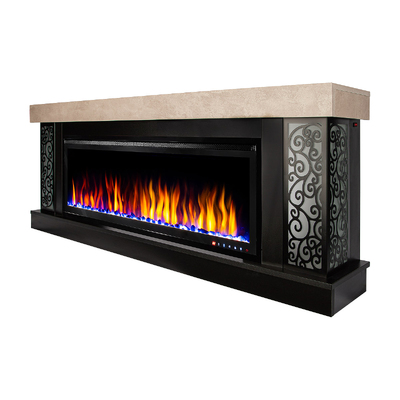 Elektrischer Kamin Kristalle und Dekosteine Galateea maxi &Schubert 50, Art Flame, 700x1800x275 mm, 1500W, mehr als 60 Farbkombinationen, Thermostat, Brennholz