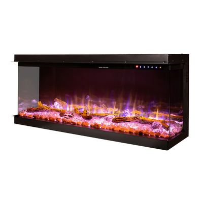 Haiti 60 Einbau-3D-Elektrokamin, Art Flame, 533x1524x332 mm, 1500W, mehr als 100 Farbkombinationen, Thermostat, Brennholz und Kristalle 