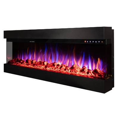 Elektrischer 3D Einbau-/Wandkamin Dalas 60, Art Flame, 493x1524x200 mm, 1500W, 30 Farbkombinationen, Thermostat, Brennholz und Kristalle