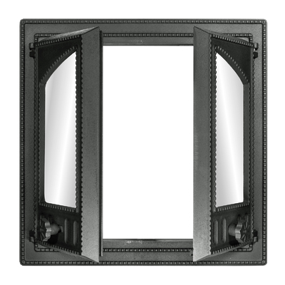 Ofentür K 501, 500×500 mm, Gusseisen, Hitzebeständigkeit 700–950℃, Drehöffnung