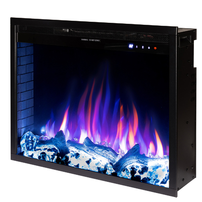 Eingebauter elektrischer Kamin Tomas, Art Flame, 508x646x187 mm, 1500W, 50 Farbkombinationen, Thermostat, Brennholz und Kristalle