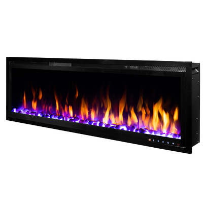 Elektrischer Einbau-/Wandkamin Schubert 50, Art Flame, 448x1271x146 mm, 1500W, mehr als 60 Farbkombinationen, Thermostat, Brennholz, Kristalle und Dekosteine