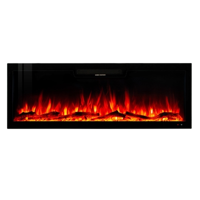 Elektrischer Einbau-/Wandkamin Vegas 60, Art Flame, 457x1524x126 mm, 1500W, 10 Flammenfarben, Thermostat, Brennholz und Kristalle
