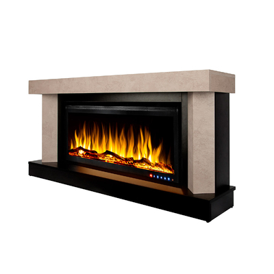 Elektrischer Kamin Kristalle und Dekosteine Palermo maxi &Schubert 42, Art Flame, 700x1500x300 mm, 1500W, mehr als 60 Farbkombinationen, Thermostat, Brennholz