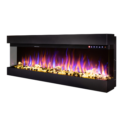 Elektrischer 3D Einbau-/Wandkamin Dalas maxi, Art Flame, 484x1270x200 mm, 1500W, 30 Farbkombinationen, Thermostat, Brennholz und Kristalle