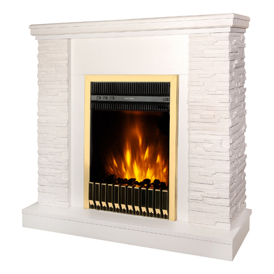 Elektrischer Kamin Rock & Gala gold, Art Flame, 903x980x300 mm, 2000W, Thermostat, 5 Flammenintensitätsmodi, Timer