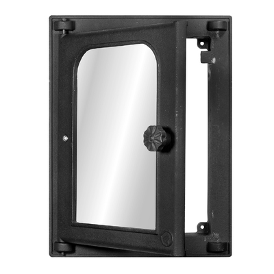 Ofentür K 403, 310×410 mm, Gusseisen, Hitzebeständigkeit 700–950℃, Drehöffnung