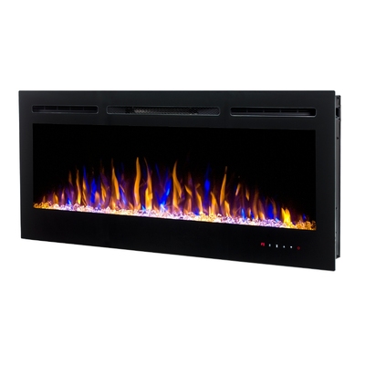 Elektrischer Einbau-/Wandkamin Hermes, Art Flame, 544x1280x140 mm, 1500W, 3 Flammenfarben, 5 Flammenintensitätsmodi, Brennholz und Kristalle