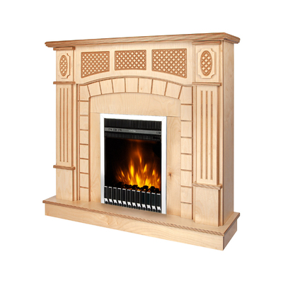 Elektrischer Kamin Amsterdam wood & Gala silver, Art Flame, 1120x1150x300 mm, 2000W, Thermostat, 5 Flammenintensitätsmodi, Timer