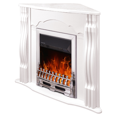 Elektrischer Eckkamin Clasic & Galileo silver, Art Flame, 883x950x475 mm, 2000W, Thermostat, 5 Flammenintensitätsmodi, Timer