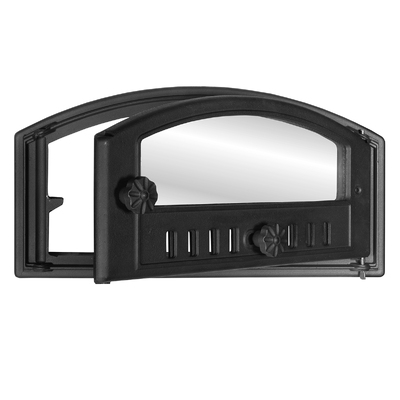 Ofentür K 203, 502×260 mm, Gusseisen, Hitzebeständigkeit 700–950℃, Drehöffnung