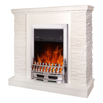 Elektrischer Kamin Rock & Galileo silver, Art Flame, 903x980x300 mm, 2000W, Thermostat, 5 Flammenintensitätsmodi, Timer