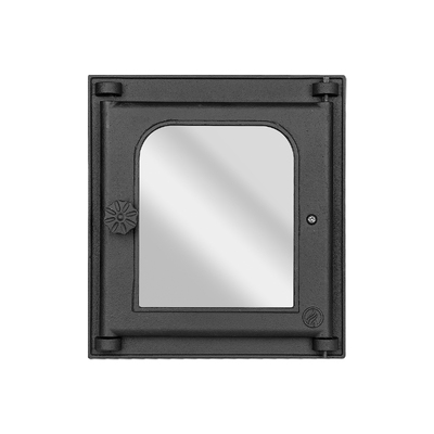 Ofentür K 302, 310×340 mm, Gusseisen, Hitzebeständigkeit 700–950℃, Drehöffnung