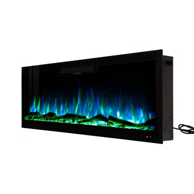 Elektrischer Einbau-/Wandkamin Vegas 50, Art Flame, 457x1270x126 mm, 1500W, 10 Flammenfarben, Thermostat, Brennholz und Kristalle