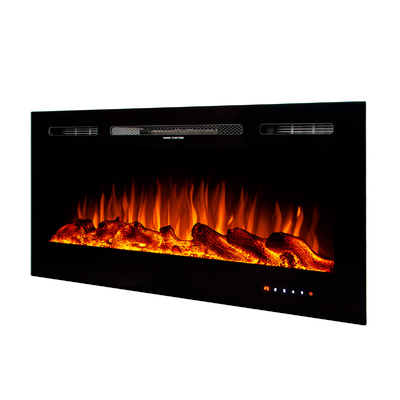 Elektrischer Einbau-/Wandkamin Kamelia, Art Flame, 544x1143x140 mm, 1500W, 3 Flammenfarben, 5 Flammenintensitätsmodi, Brennholz und Kristalle
