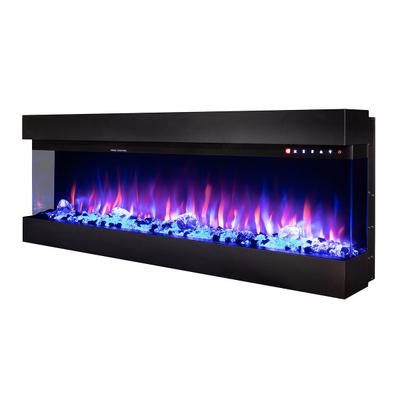 Dalas 100 3D Einbau- und Wand-Elektrokamin, Art Flame, 493x2540x200 mm,1500 W, 30 Farbkombinationen, Thermostat, Holzscheite und Kristalle