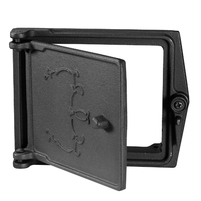 Revisionsklappe für Schornstein P 102, Art Flame, 176×140 mm, Gusseisen, hitzebeständig 700–950 °C, Drehöffnung