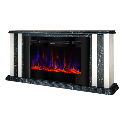 Elektrischer Kamin Tatler & Adeli, Art Flame, 700x1500x270 mm, 1500W, 3 Flammenfarben, 5 Flammenintensitätsmodi, Brennholz und Kristalle