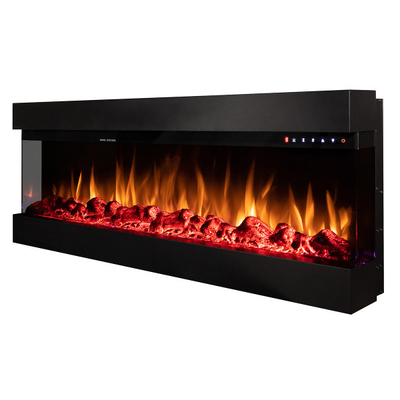 Dalas 72 3D Einbau- und Wand-Elektrokamin, 493×1828×200 mm, Art Flame, 1500 W, 30 Farbkombinationen, Thermostat, Holzscheite und Kristalle